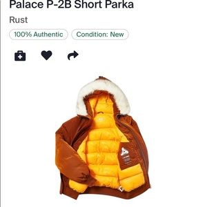 Palace jacket color orange in new condition size medium never worn